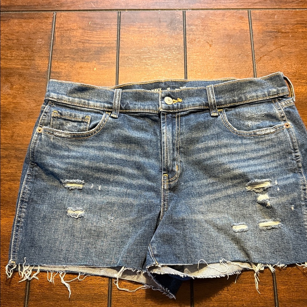 Old Navy Blue Distressed Jean Shorts